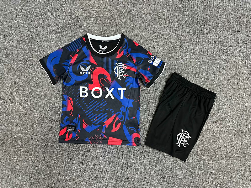 Kids-Rangers 24/25 Third Black/Red/Blue Soccer Jersey